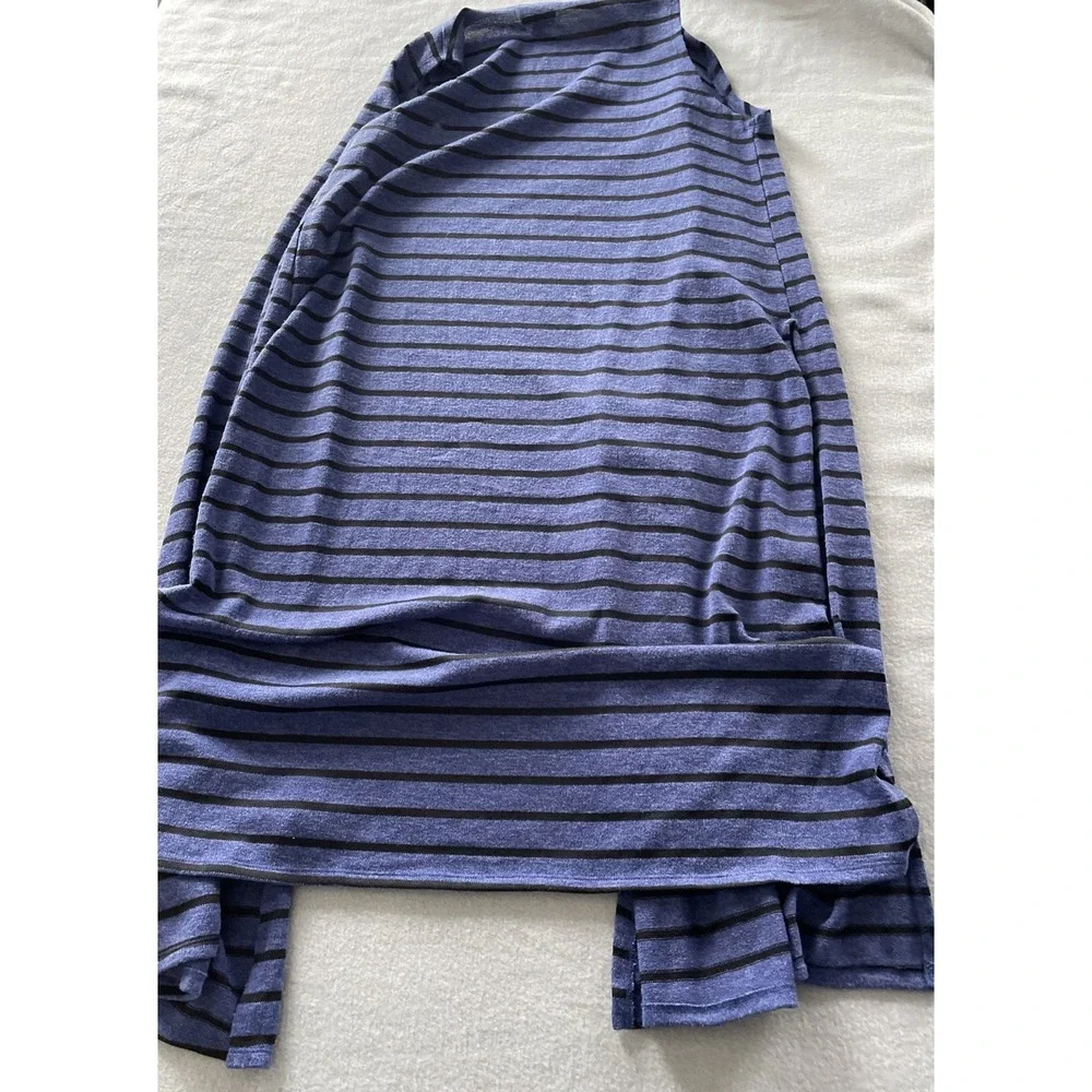 Lularoe Duster Vest, Size S, Open Front Blue/Black‎ Stripe Lightweight